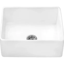 Ruvati 23-inch Fireclay Farmhouse Kitchen Laundry Utility Sink Single Bowl - White, RVL2468WH