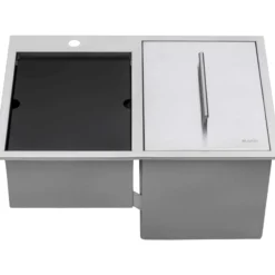 Ruvati Insulated Ice Chest and Outdoor Sink 29 x 20 inch BBQ Workstation Topmount T-316 Stainless Steel, RVQ6290