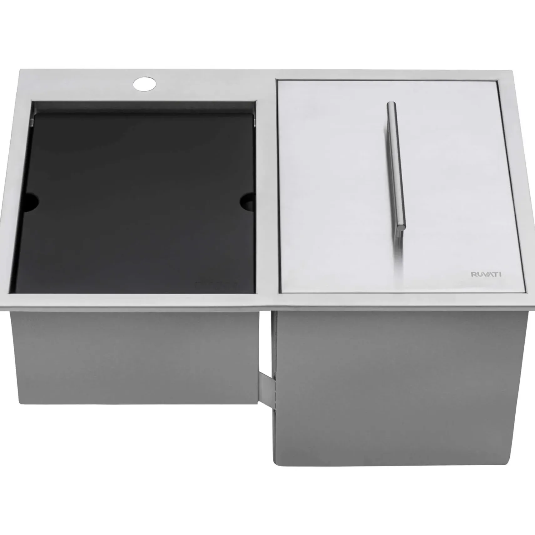 Ruvati Insulated Ice Chest and Outdoor Sink 29 x 20 inch BBQ Workstation Topmount T-316 Stainless Steel, RVQ6290