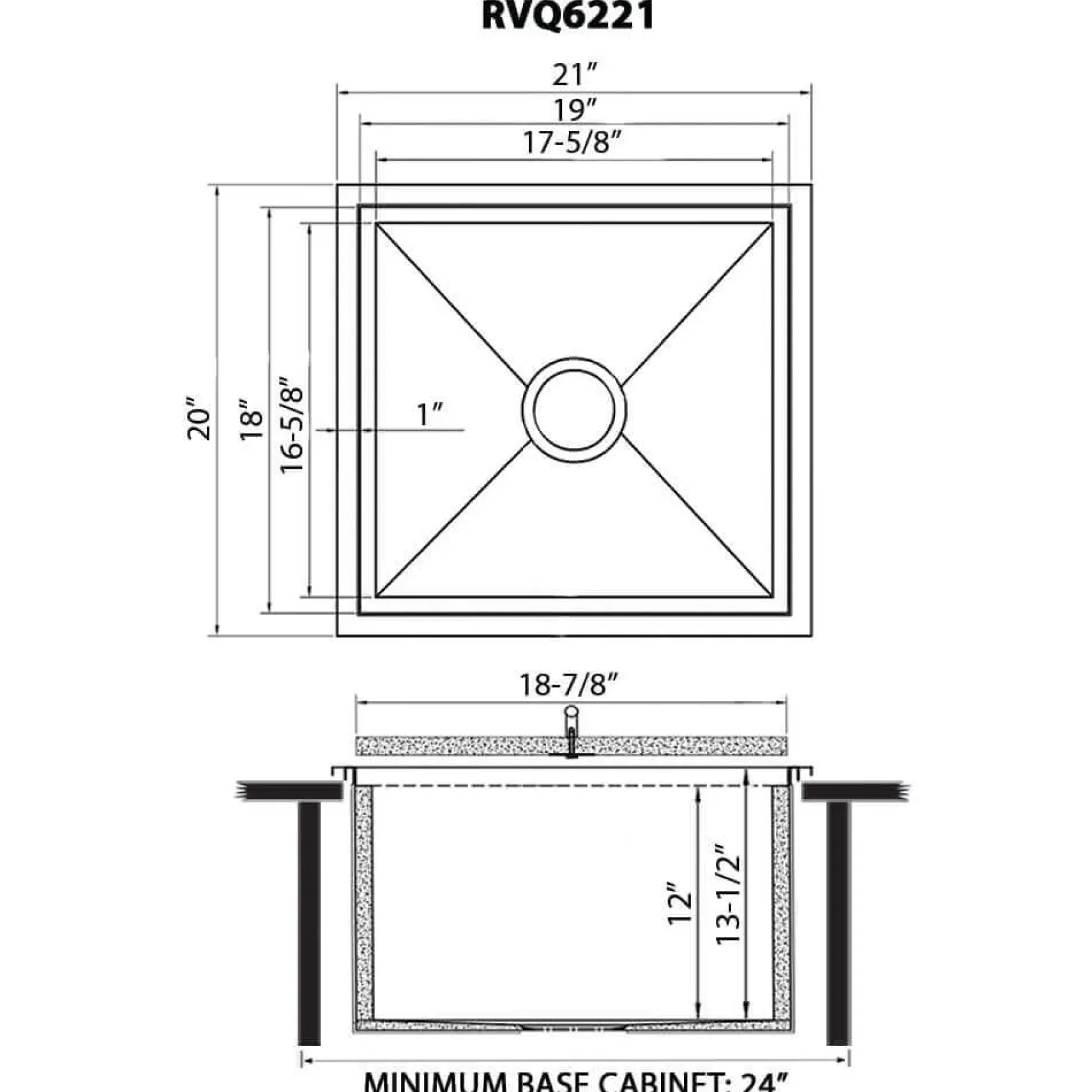 Ruvati Merino Insulated Ice Chest Sink, 21 x 20 inch Outdoor BBQ, Marine Grade T-316 Topmount Stainless Steel, RVQ6221