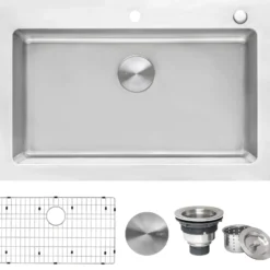 Ruvati Modena 33" Drop-in Topmount Stainless Steel Kitchen Sink, 16 Gauge, RVM5001