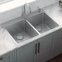 Ruvati Modena 33" Drop-in Topmount Stainless Steel Kitchen Sink, 50/50 Double Bowl, 16 Gauge, RVM5150