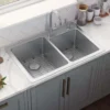 Ruvati Modena 33" Drop-in Topmount Stainless Steel Kitchen Sink, 60/40 Double Bowl, 16 Gauge, RVM5166