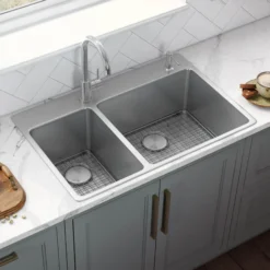 Ruvati Modena 33" Drop-in Topmount Stainless Steel Kitchen Sink, 30/70 Double Bowl, 16 Gauge, RVM5176