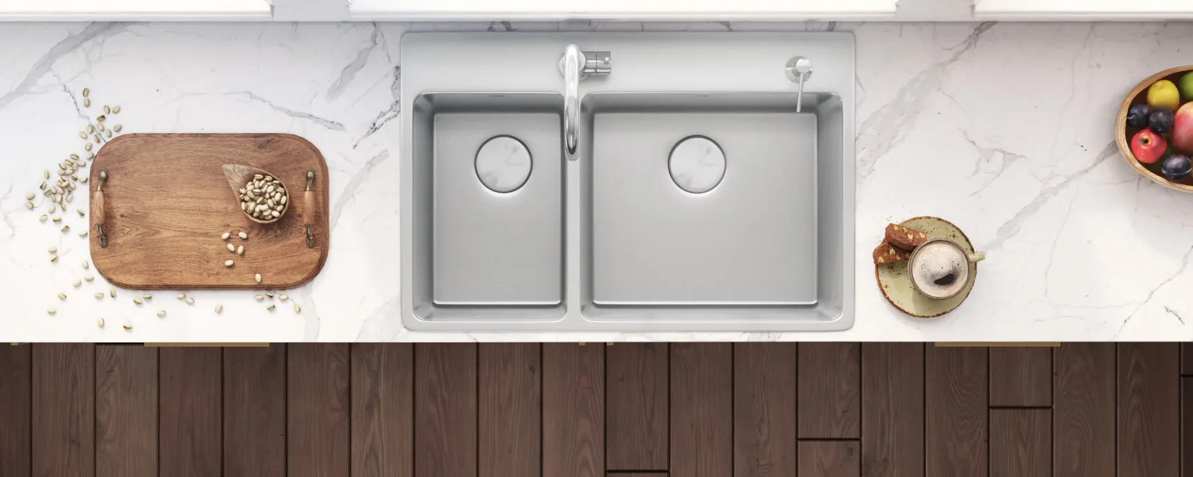 Ruvati Modena 33" Drop-in Topmount Stainless Steel Kitchen Sink, 30/70 Double Bowl, 16 Gauge, RVM5176