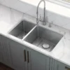 Ruvati Modena 32" Undermount Stainless Steel Kitchen Sink, 30/70 Double Bowl, 16 Gauge, RVM5307