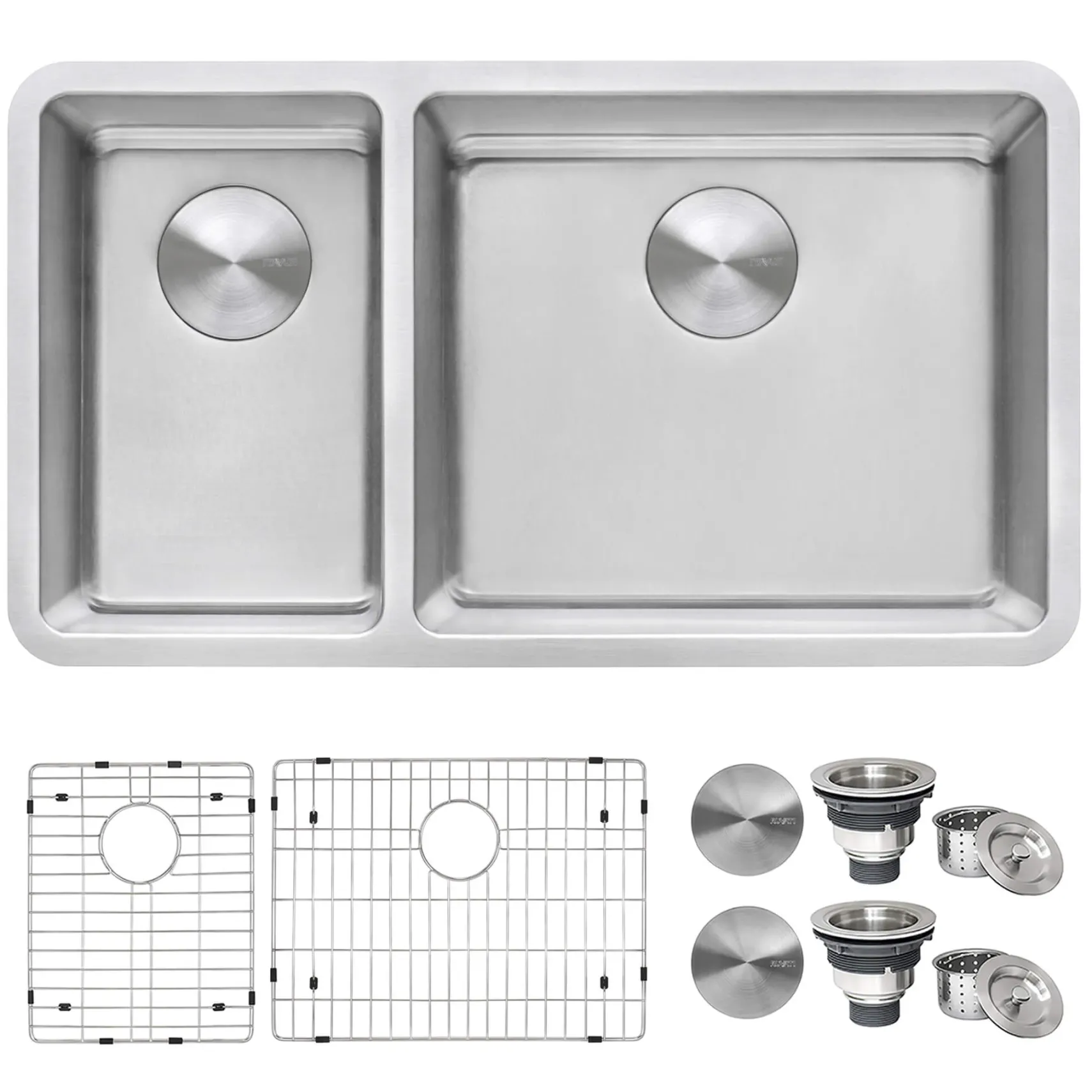Ruvati Modena 32" Undermount Stainless Steel Kitchen Sink, 30/70 Double Bowl, 16 Gauge, RVM5307