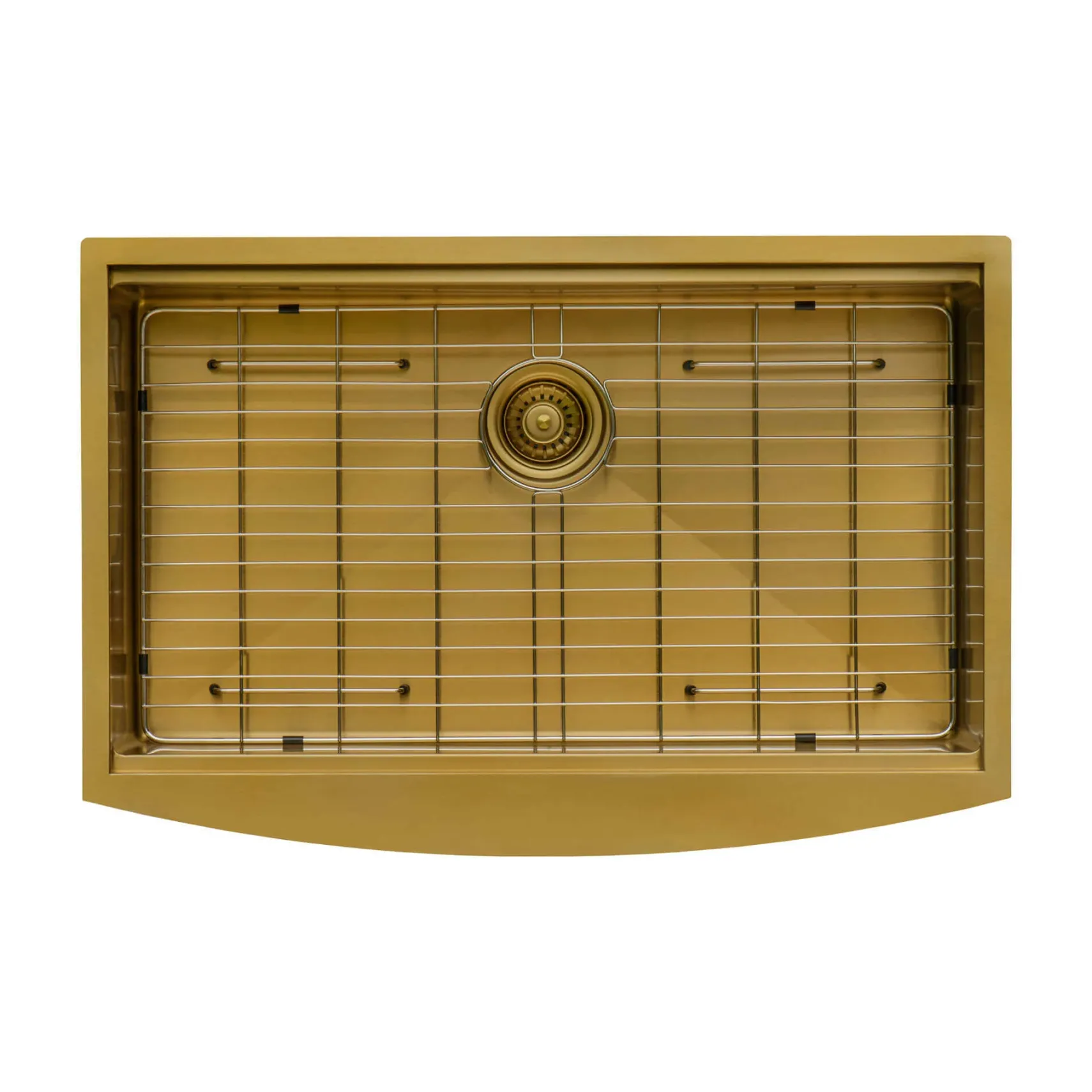 Ruvati Monaco 36" Stainless Steel Workstation Apron-front Farmhouse Sink, Matte Gold Brass Tone, 16 Gauge, RVH9308GG