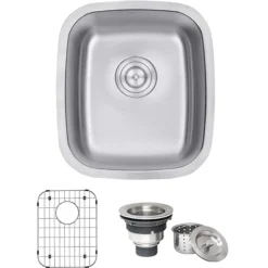 Ruvati Parmi 16" Undermount Rectangle Stainless Steel Bar/Prep Sink, 16 Gauge, RVM4110