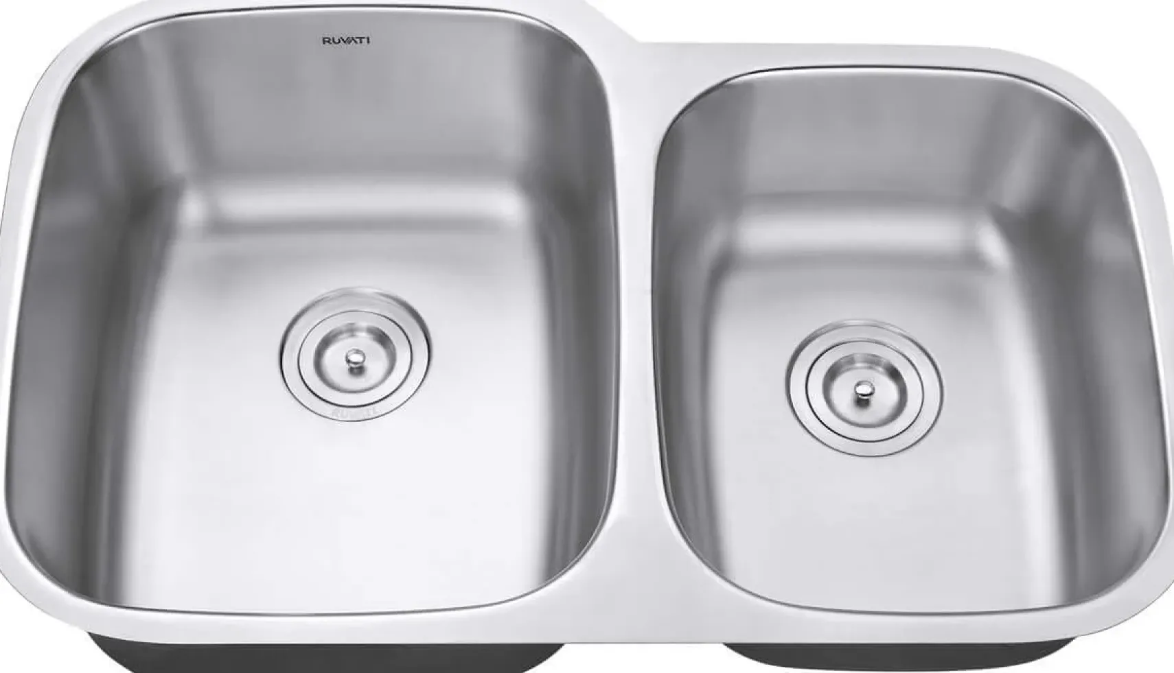 Ruvati Parmi 32" Undermount Stainless Steel Kitchen Sink, 60/40 Double Bowl, 16 Gauge, RVM4310