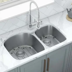 Ruvati Parmi 34" Undermount Stainless Steel Kitchen Sink, 60/40 Double Bowl, 16 Gauge, RVM4600