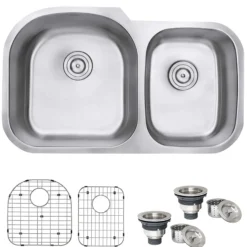 Ruvati Parmi 34" Undermount Stainless Steel Kitchen Sink, 60/40 Double Bowl, 16 Gauge, RVM4600