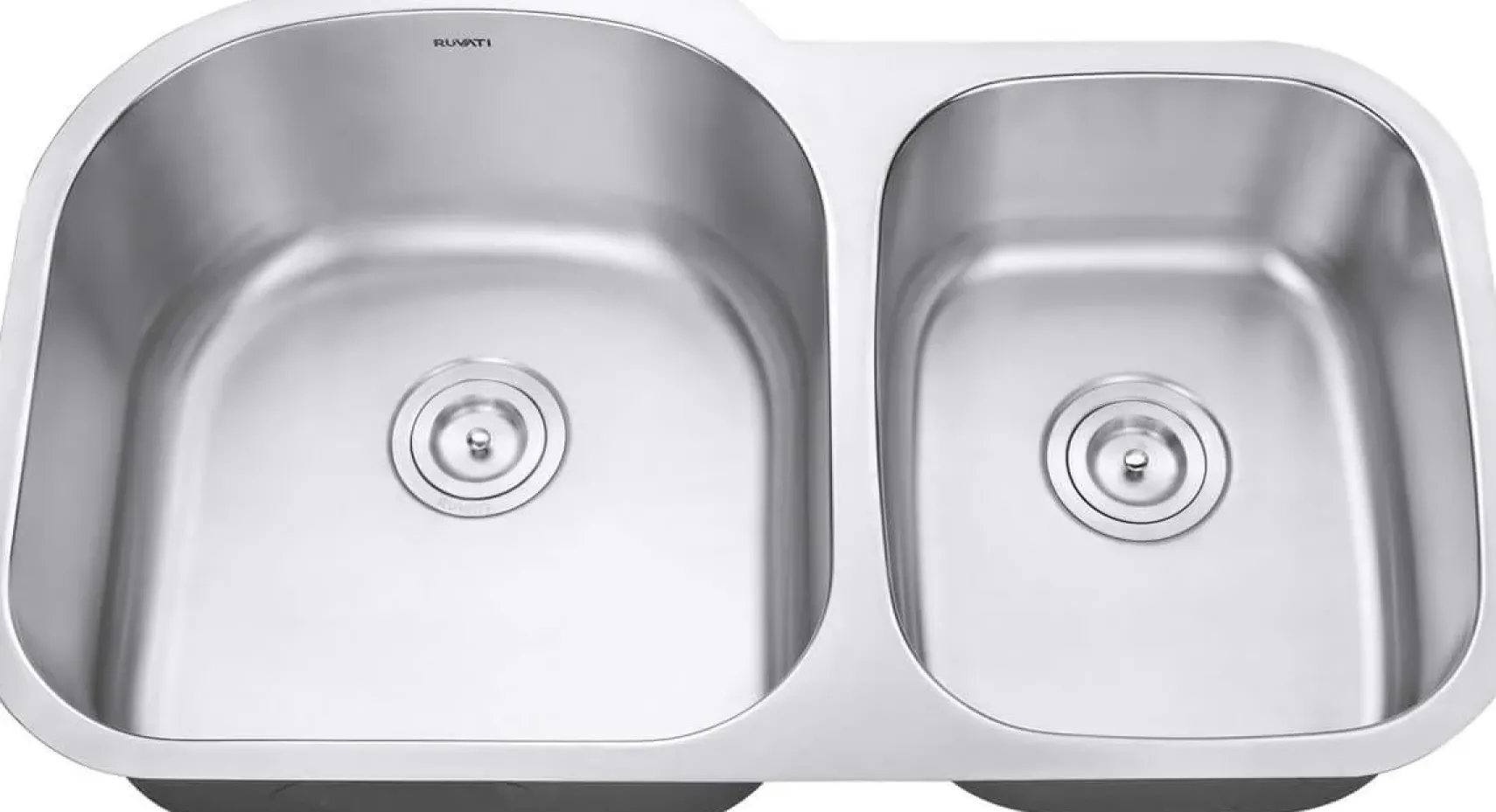 Ruvati Parmi 34" Undermount Stainless Steel Kitchen Sink, 60/40 Double Bowl, 16 Gauge, RVM4600