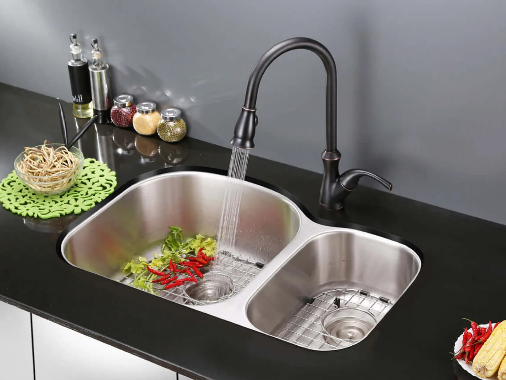 Ruvati Parmi 34" Undermount Stainless Steel Kitchen Sink, 60/40 Double Bowl, 16 Gauge, RVM4600