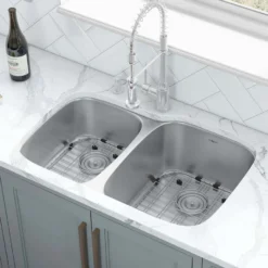 Ruvati Parmi 32" Undermount Stainless Steel Kitchen Sink, 40/60 Double Bowl, 16 Gauge, RVM4315