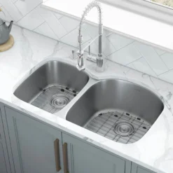 Ruvati Parmi 34" Undermount Stainless Steel Kitchen Sink, 40/60 Double Bowl, 16 Gauge, RVM4605