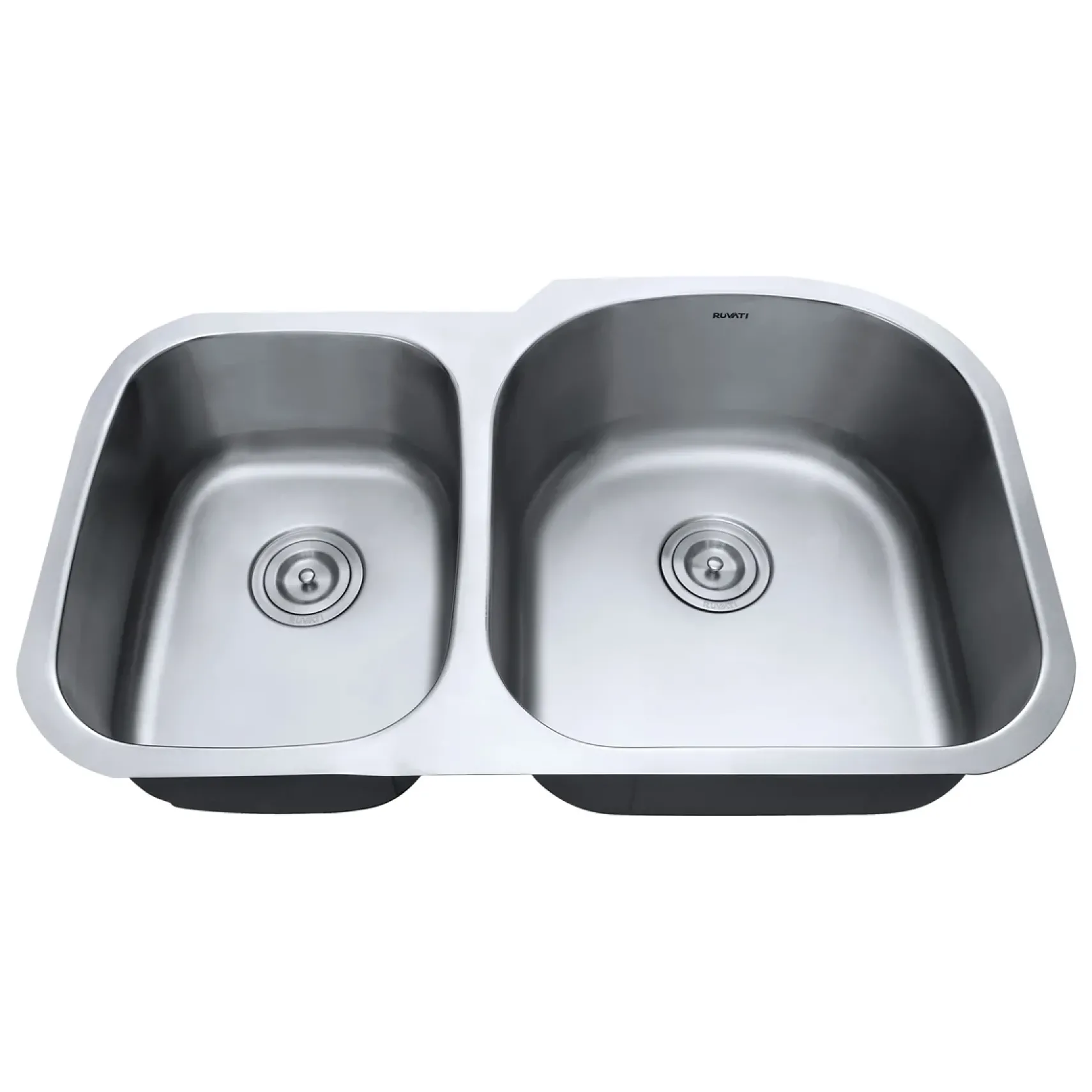 Ruvati Parmi 34" Undermount Stainless Steel Kitchen Sink, 40/60 Double Bowl, 16 Gauge, RVM4605