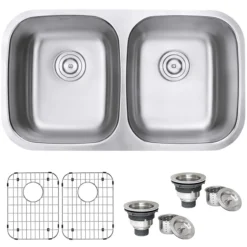 Ruvati Parmi 32" Undermount Stainless Steel Kitchen Sink, 50/50 Double Bowl, 16 Gauge, RVM4300