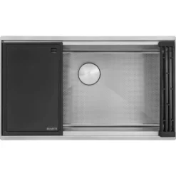 Ruvati Roma Hex Hex Bottom 33-inch Workstation Scratch Resistant Embossed Texture Kitchen Sink Stainless Steel, 16, RVH8633
