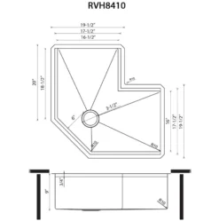 Ruvati Roma Pro 32" Corner Stainless Steel Workstation Kitchen Sink, RVH8410ST
