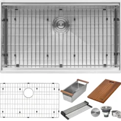 Ruvati Roma Pro 30" Undermount Stainless Steel Workstation Kitchen Sink, 16 Gauge, Rounded Corners, RVH8320