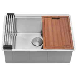 Ruvati Roma Pro 27" Undermount Stainless Steel Workstation Kitchen Sink, 16 Gauge, Rounded Corners, RVH8327