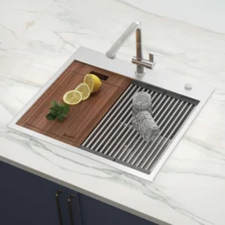 Ruvati Siena 25" Stainless Steel Workstation Kitchen Sink, 16 Gauge, Rounded Corners, RVH8023