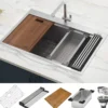 Ruvati Siena 30" Stainless Steel Workstation Kitchen Sink, 16 Gauge, Rounded Corners, RVH8030