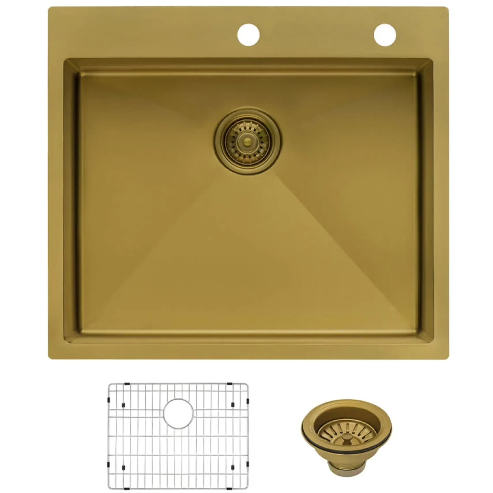 Ruvati Terraza 25" Drop-in Topmount Stainless Steel Kitchen Sink, Matte Gold Brass Tone, 16 Gauge, RVH5007GG