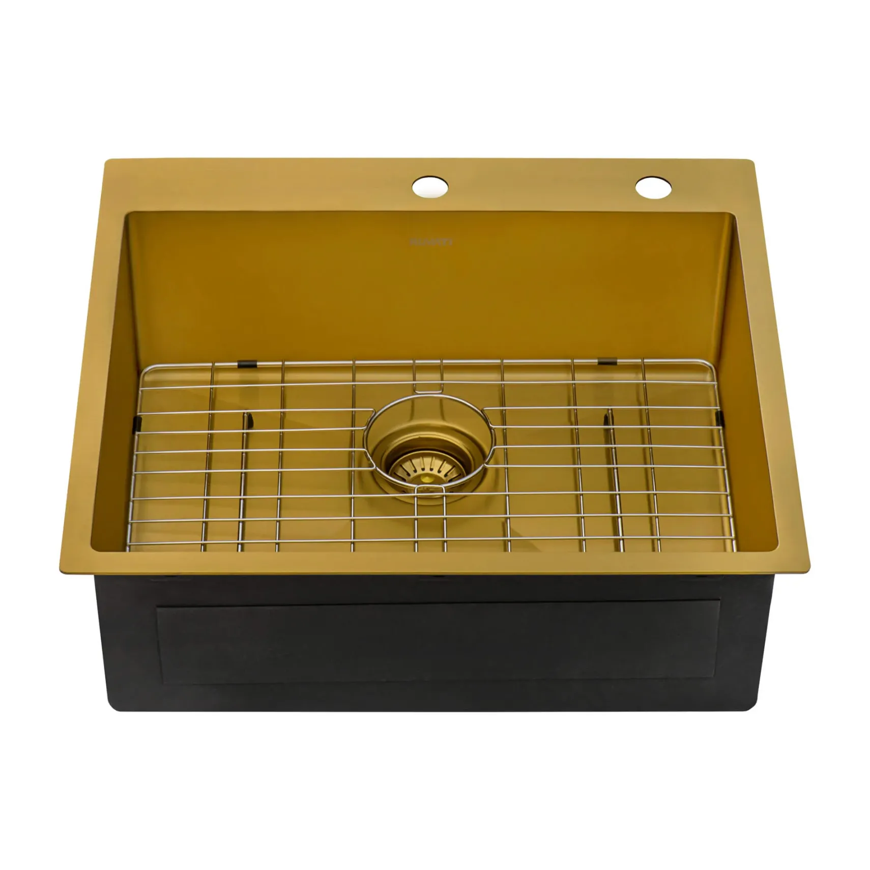 Ruvati Terraza 25" Drop-in Topmount Stainless Steel Kitchen Sink, Matte Gold Brass Tone, 16 Gauge, RVH5007GG