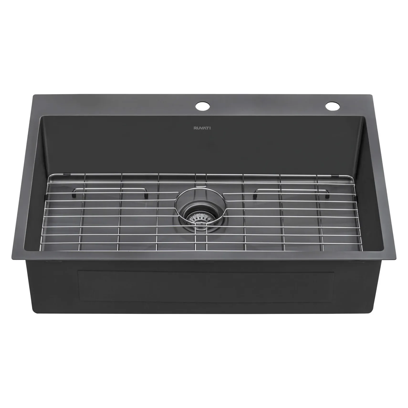 Ruvati Terraza 33" Drop-in Topmount Stainless Steel Kitchen Sink, Gunmetal Matte Black, 16 Gauge, RVH5005BL