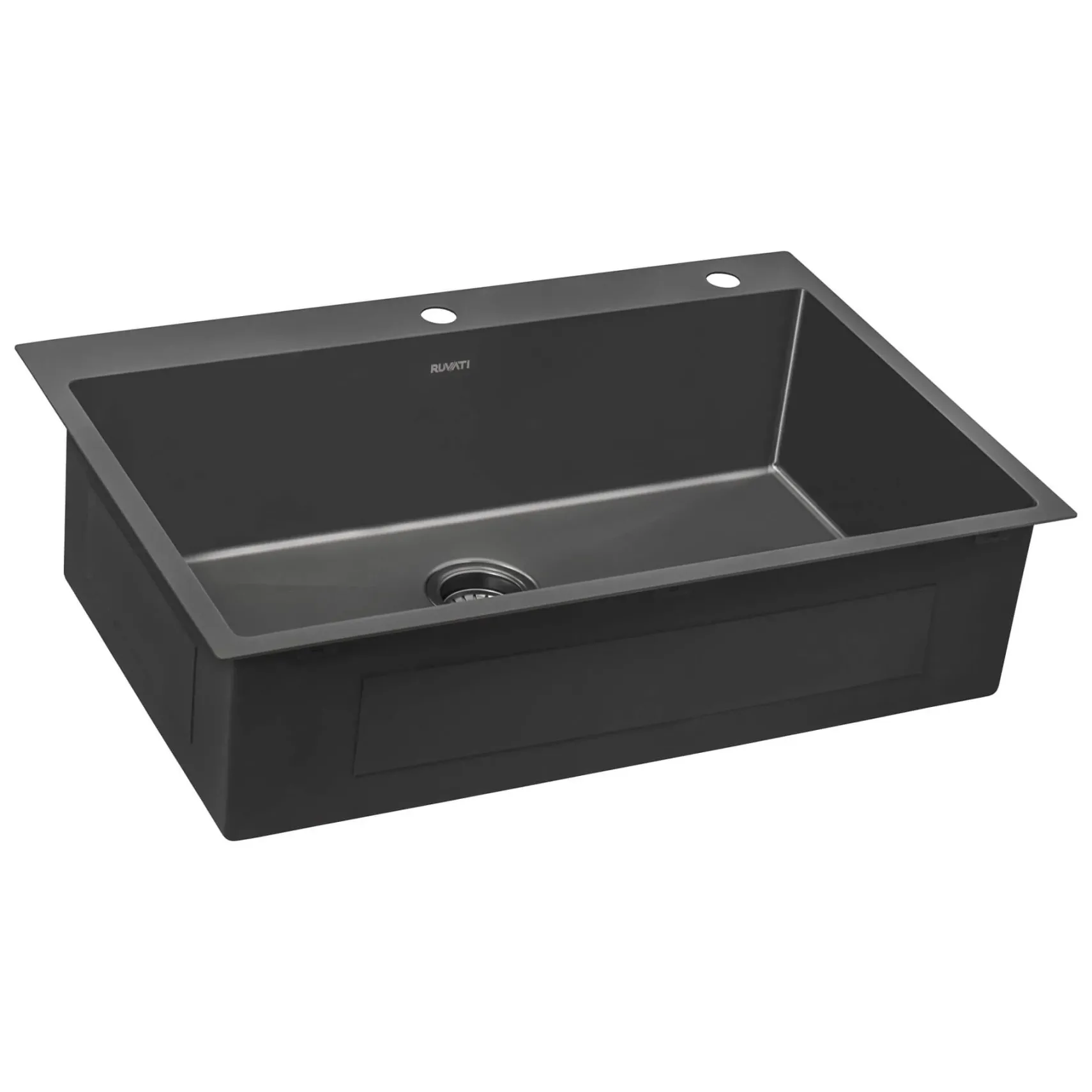 Ruvati Terraza 33" Drop-in Topmount Stainless Steel Kitchen Sink, Gunmetal Matte Black, 16 Gauge, RVH5005BL