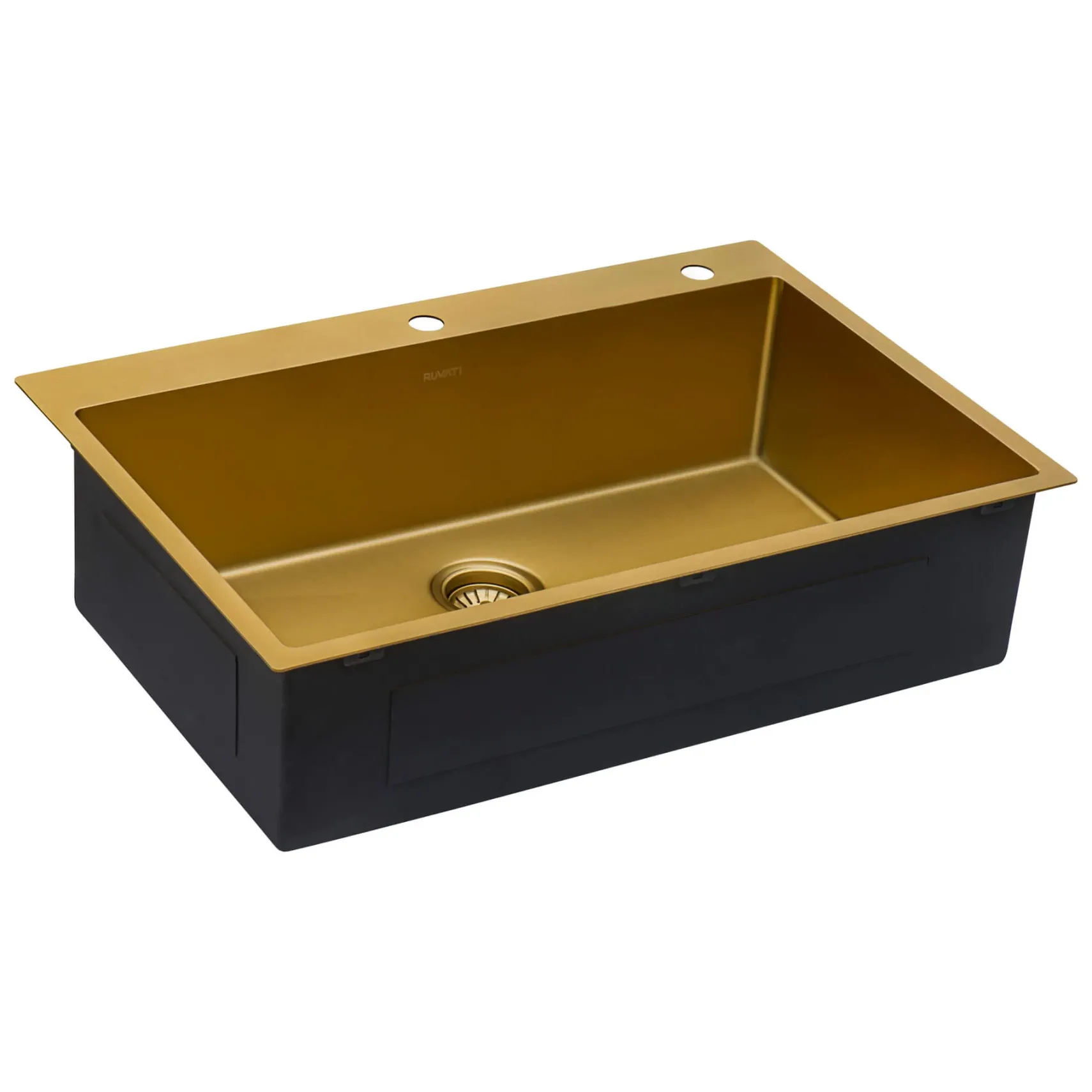 Ruvati Terraza 33" Drop-in Topmount Stainless Steel Kitchen Sink, Brass Tone Matte Gold, 16 Gauge, RVH5005GG