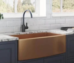 Ruvati Terraza 36" Stainless Steel Apron-front Farmhouse Sink, Copper Tone Matte Bronze, 16 Gauge, RVH9880CP