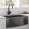 Ruvati Terraza 30" Stainless Steel Apron-front Farmhouse Sink, Gunmetal Matte Black, 16 Gauge, RVH9660BL