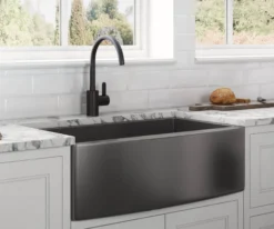 Ruvati Terraza 30" Stainless Steel Apron-front Farmhouse Sink, Gunmetal Matte Black, 16 Gauge, RVH9660BL