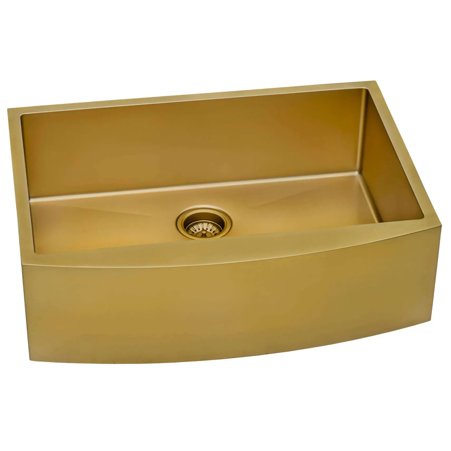 Ruvati Terraza 33" Stainless Steel Apron-front Farmhouse Sink, Brass Tone Matte Gold, 16 Gauge, RVH9733GG