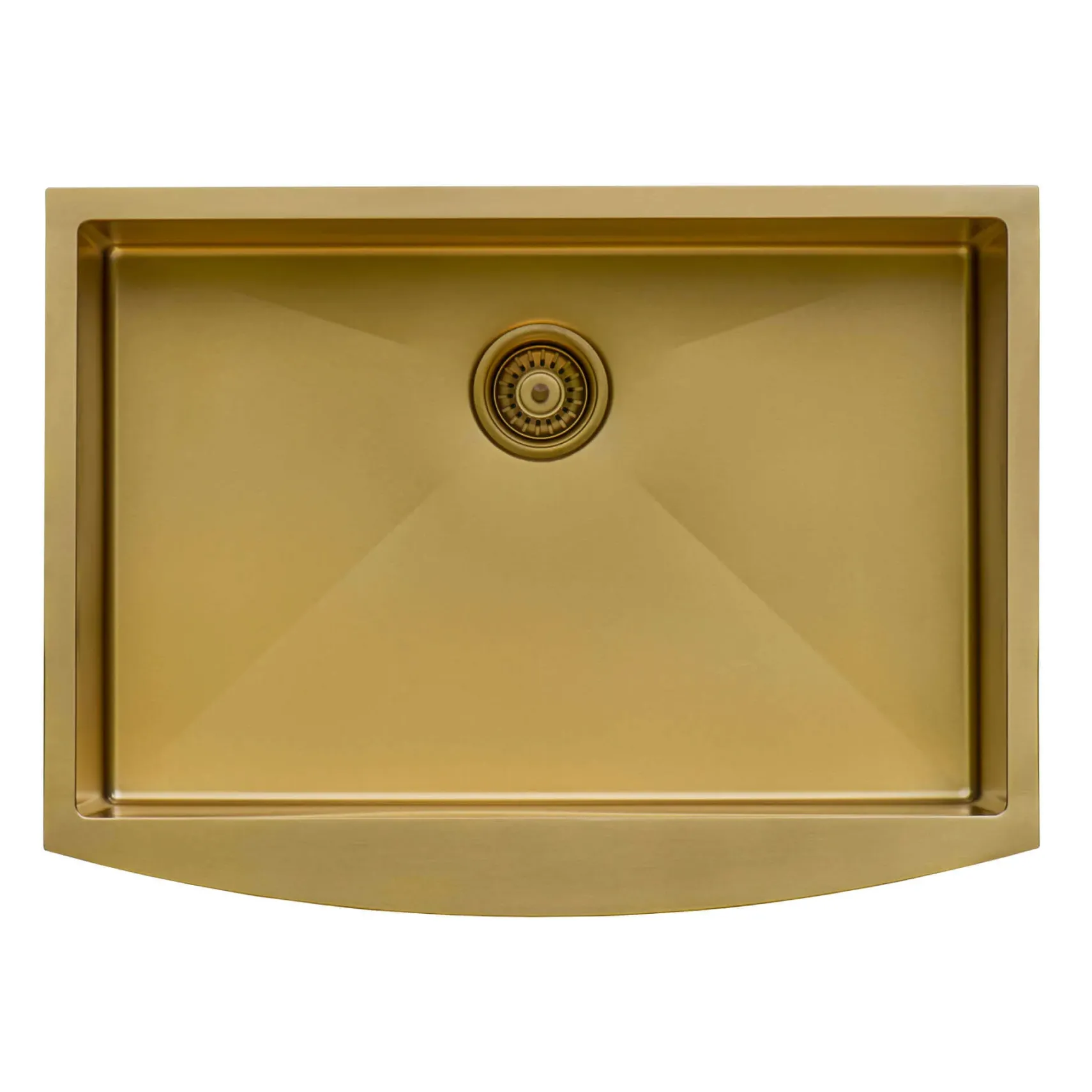 Ruvati Terraza 33" Stainless Steel Apron-front Farmhouse Sink, Brass Tone Matte Gold, 16 Gauge, RVH9733GG