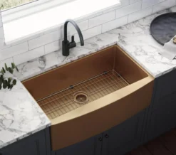 Ruvati Terraza 30" Stainless Steel Apron-front Farmhouse Sink, Copper Tone Matte Bronze, 16 Gauge, RVH9660CP