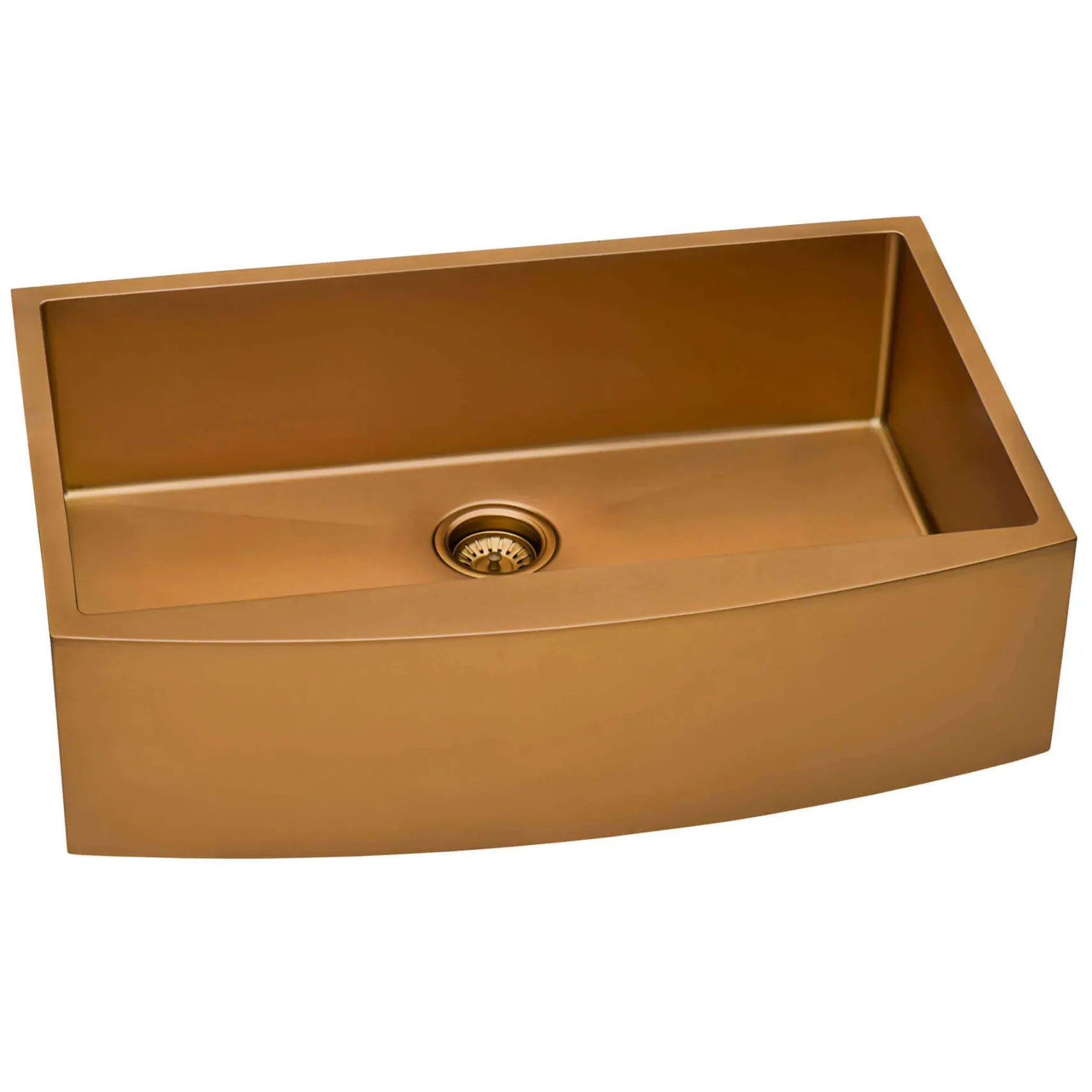 Ruvati Terraza 33" Stainless Steel Apron-front Farmhouse Sink, Copper Tone Matte Bronze, 16 Gauge, RVH9733CP