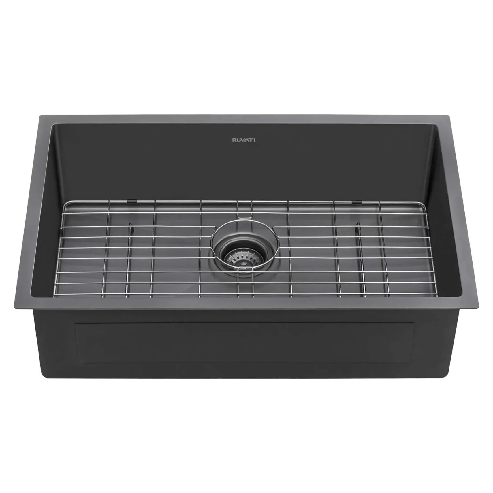 Ruvati Terraza 27" Undermount Stainless Steel Kitchen Sink, Gunmetal Matte Black, 16 Gauge, RVH6127BL