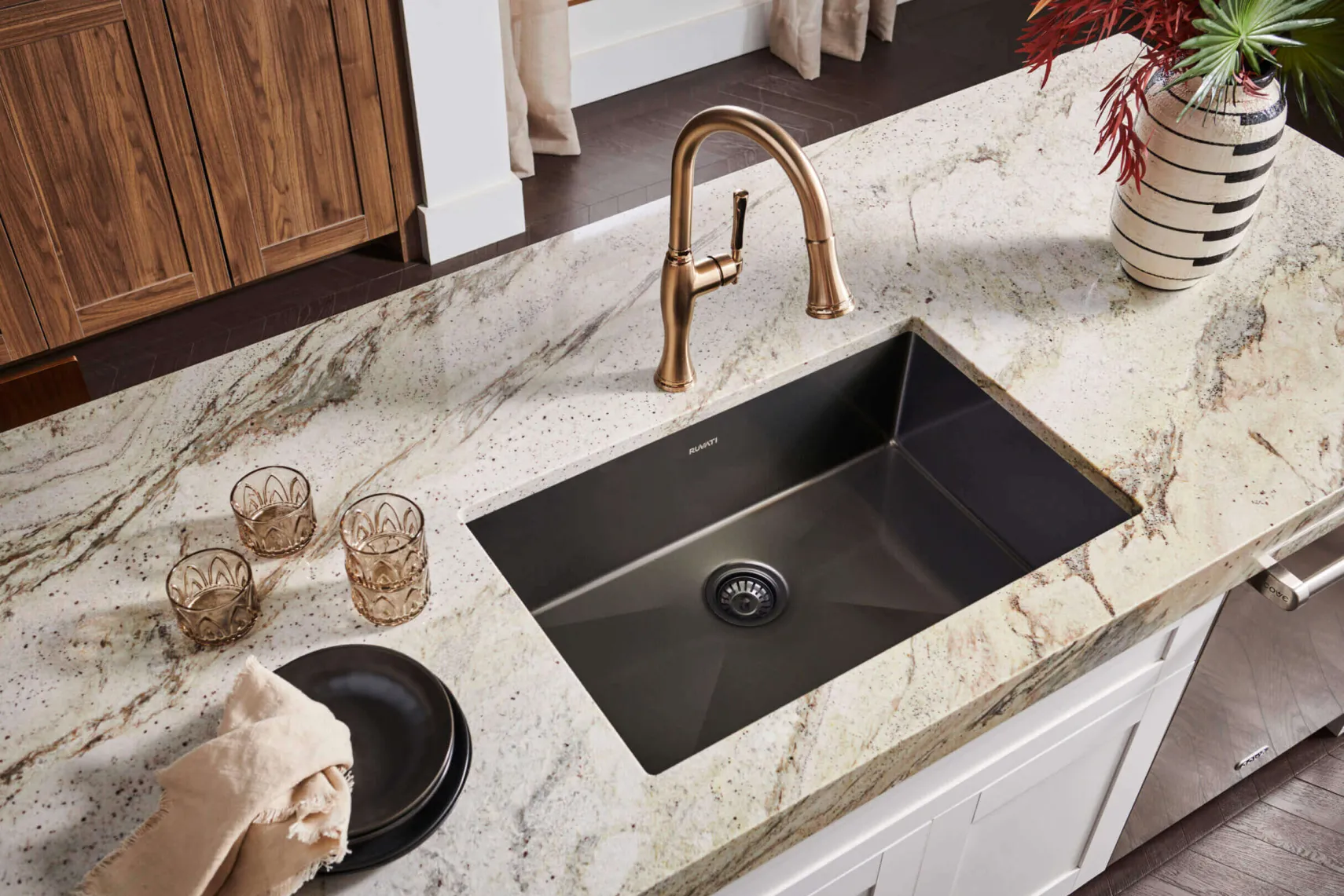 Ruvati Terraza 27" Undermount Stainless Steel Kitchen Sink, Gunmetal Matte Black, 16 Gauge, RVH6127BL