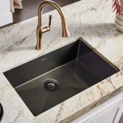 Ruvati Terraza 30" Undermount Stainless Steel Kitchen Sink, Gunmetal Matte Black, 16 Gauge, RVH6300BL