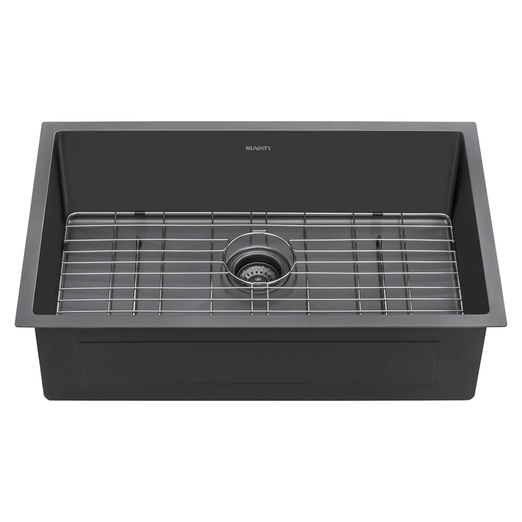 Ruvati Terraza 30" Undermount Stainless Steel Kitchen Sink, Gunmetal Matte Black, 16 Gauge, RVH6300BL