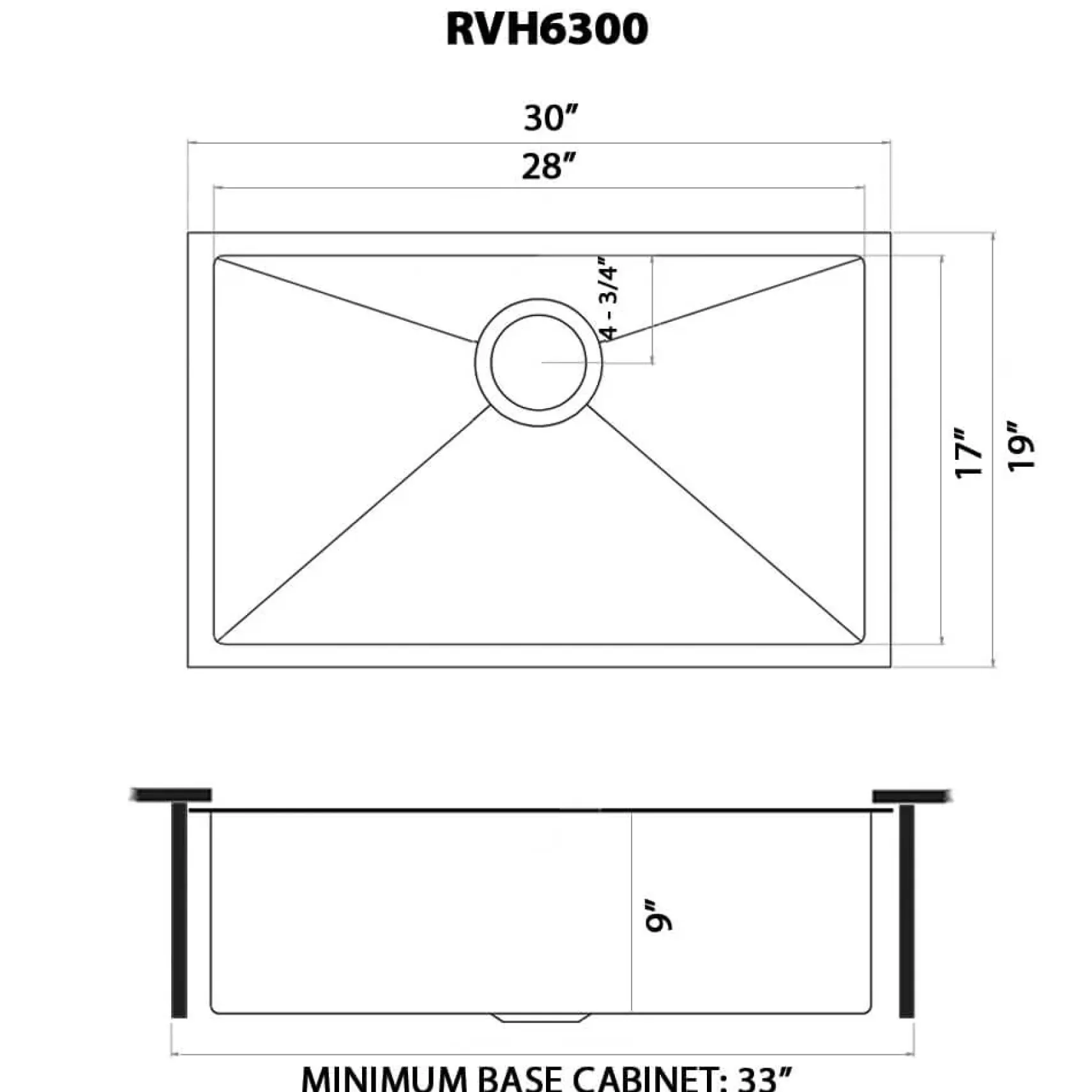Ruvati Terraza 30" Undermount Stainless Steel Kitchen Sink, Gunmetal Matte Black, 16 Gauge, RVH6300BL