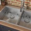 Ruvati Tirana 33" Drop In Stainless Steel Kitchen Sink, 60/40 Double Bowl, 16 Gauge, Zero Radius, RVH8050