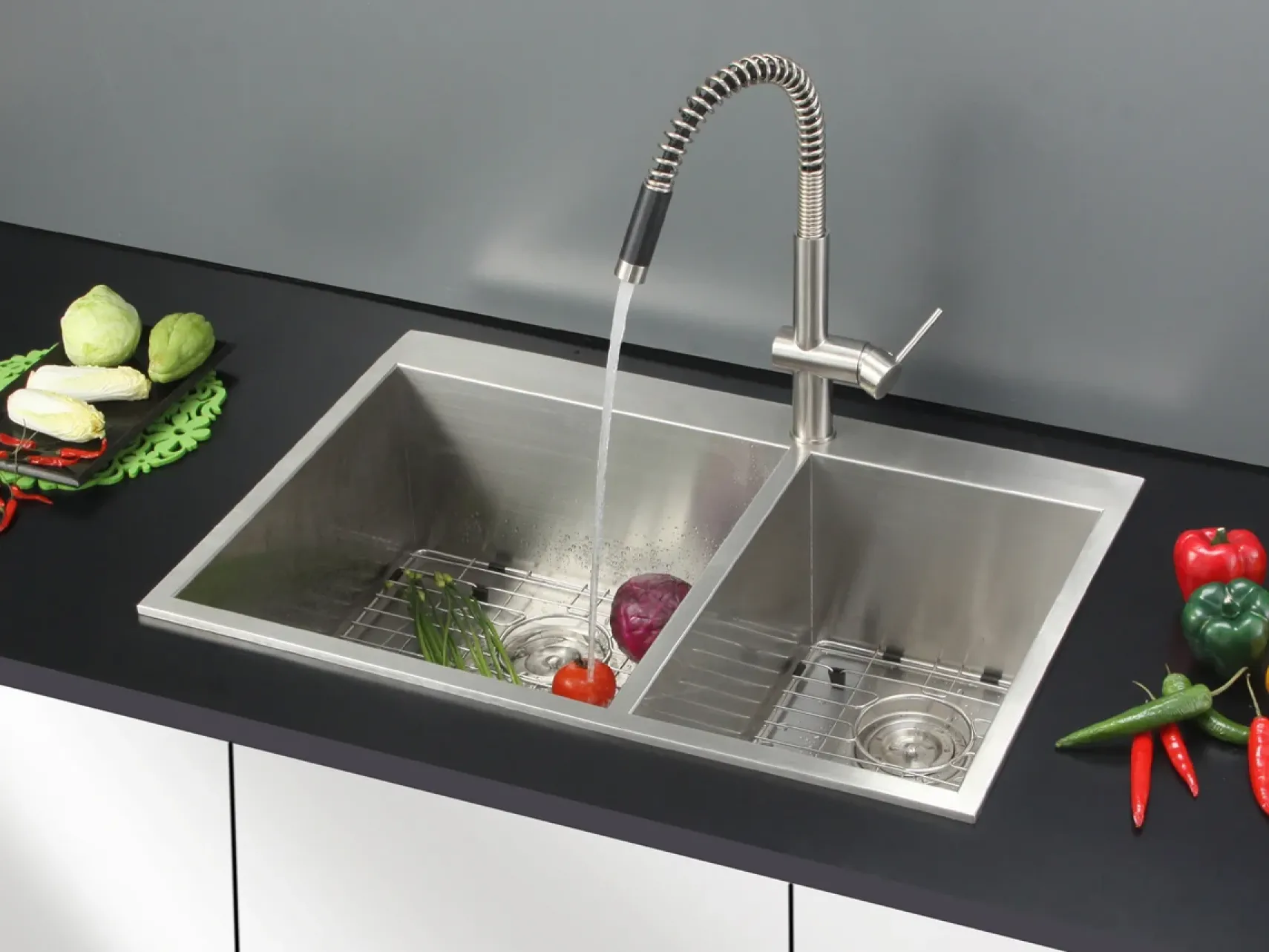 Ruvati Tirana 33" Drop In Stainless Steel Kitchen Sink, 60/40 Double Bowl, 16 Gauge, Zero Radius, RVH8050