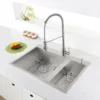 Ruvati Tirana 33" Drop In Stainless Steel Kitchen Sink, 60/40 Double Bowl, 16 Gauge, Zero Radius, RVH8059