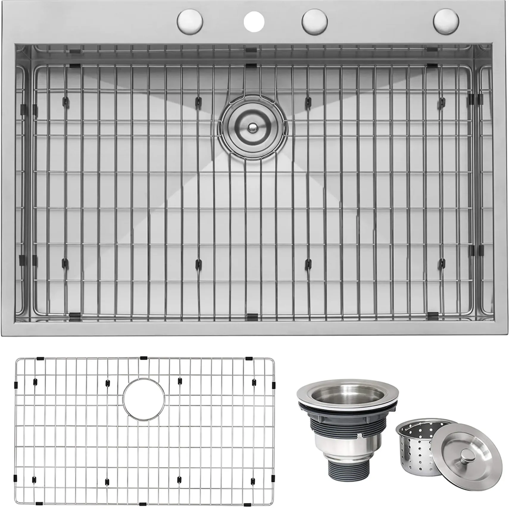 Ruvati Tirana 33" Drop-in Topmount Stainless Steel Kitchen Sink, 16 Gauge, Zero Radius, RVH8001
