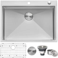 Ruvati Tirana Pro 30" Stainless Steel Kitchen Sink, 16 Gauge, Rounded Corners, RVH8009